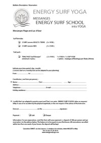 Inscription form - Energy Surf School à Messanges