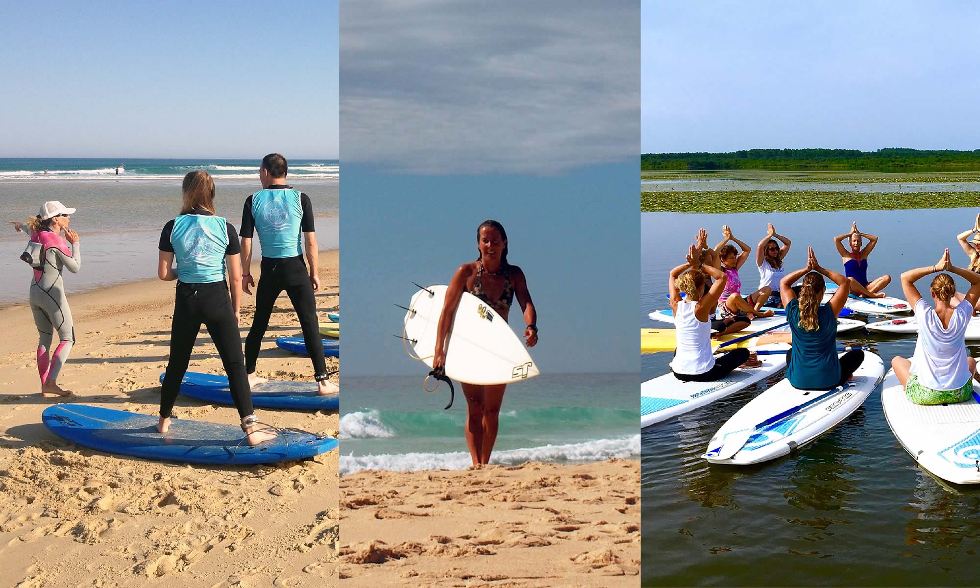 ENERGY - SURF - YOGA - PILATES : École du surf - MESSANGES - AZUR - MOLIETS - LANDES : Energy Surf School - Cours de surf - Surf et Yoga - SUP Yoga Pilates - Hatha Yoga - Cours de Yoga - Cours de Pilates